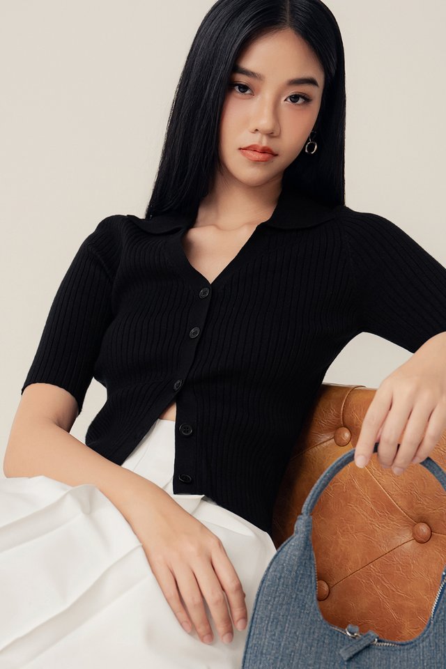 TOBIAS KNIT TOP IN BLACK