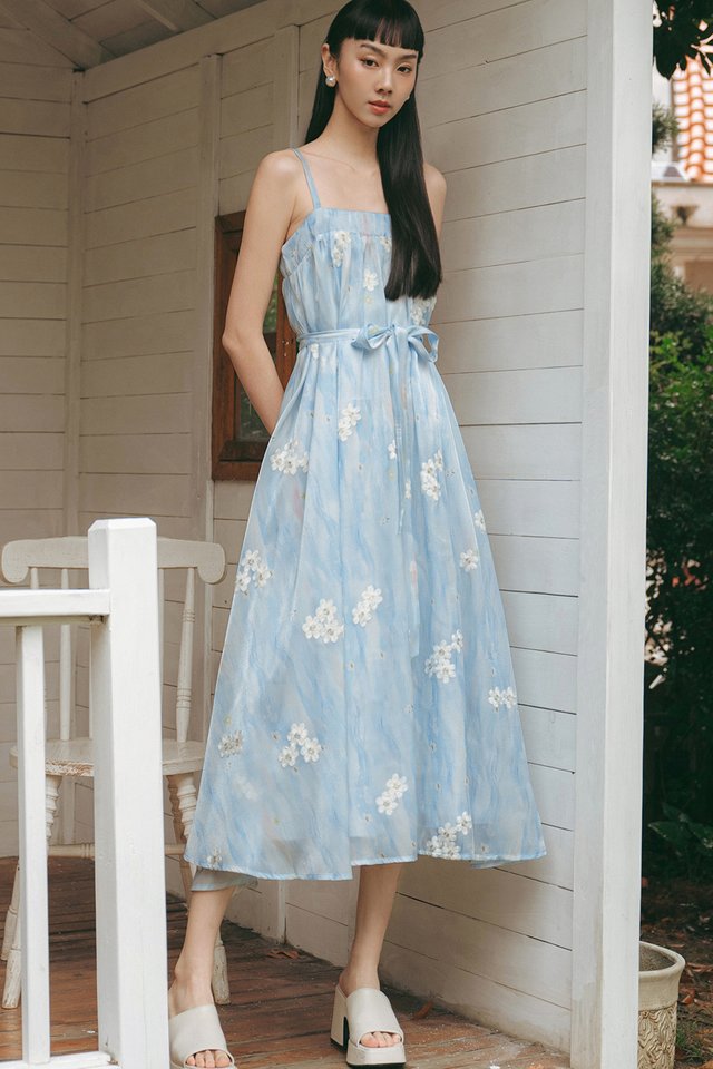 ARELIA EMBROIDERY ORGANZA MAXI IN BLUE