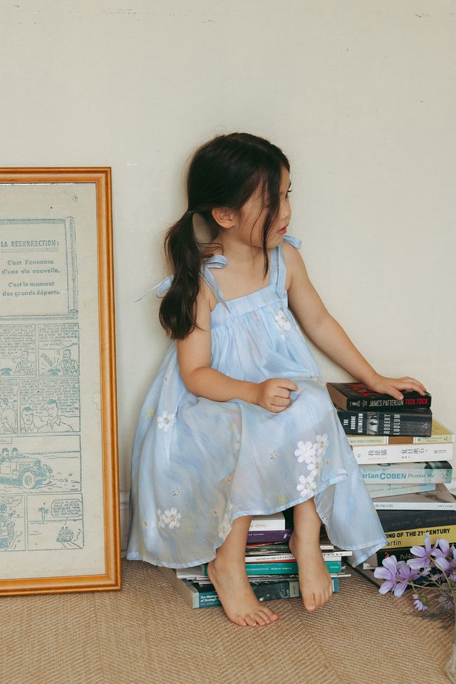 *KIDS* ARELIA EMBROIDERY ORGANZA MINI DRESS IN BLUE