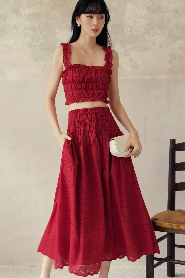 ARIELLA EMBROIDERY MAXI IN RED