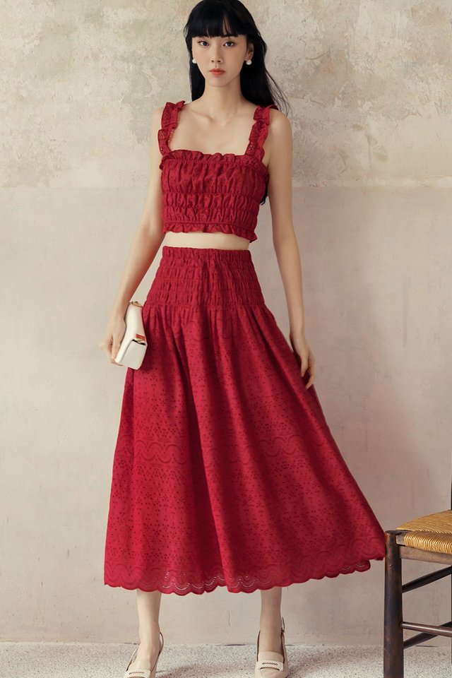 ARIELLA EMBROIDERY MAXI IN RED