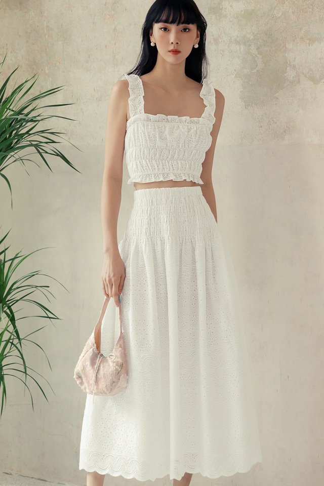 ARIELLA EMBROIDERY MAXI IN WHITE