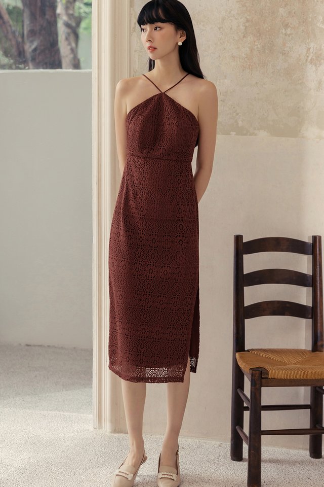 GWYNN CROCHET MIDI IN CHERRYWOOD