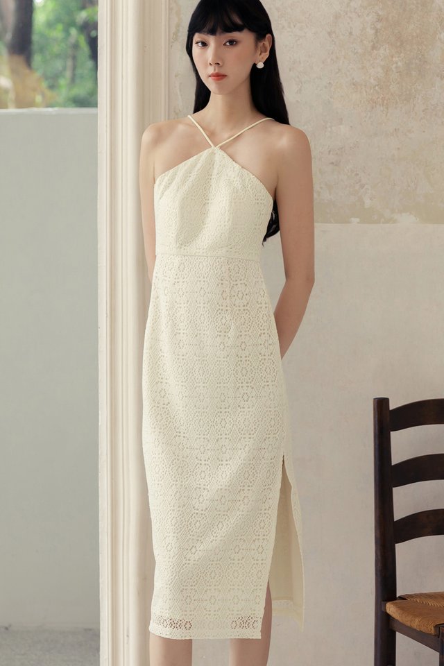 GWYNN CROCHET MIDI IN CREAM