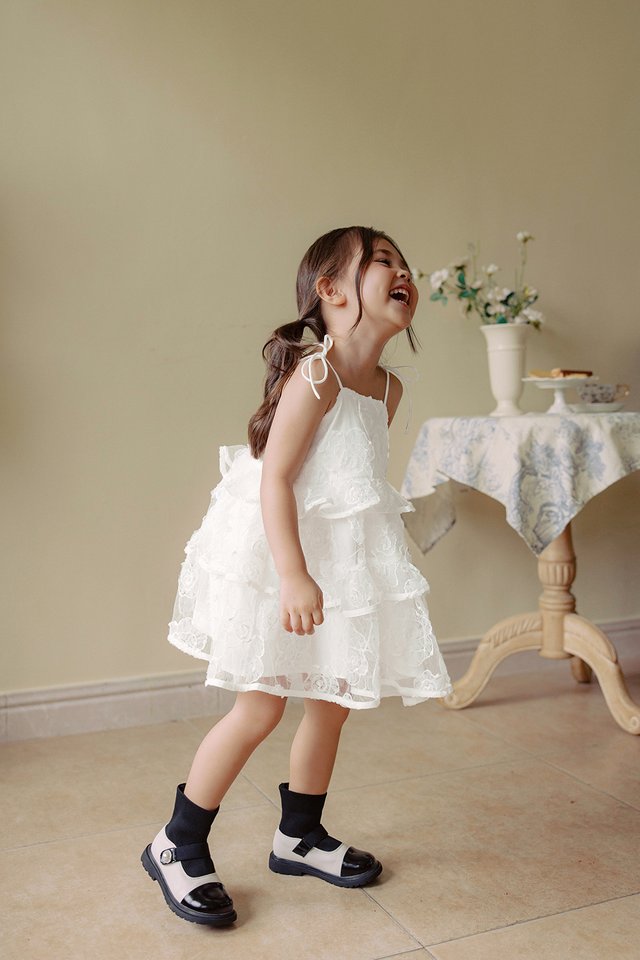 *KIDS* MYRA TULLE MINI DRESS IN WHITE