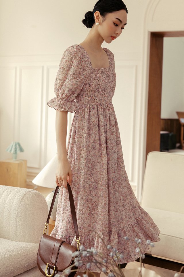 REYLENE FLORAL MIDI IN PINK