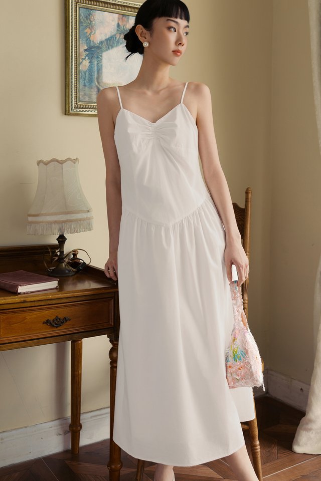 TAYLOR RUCHED MAXI IN WHITE