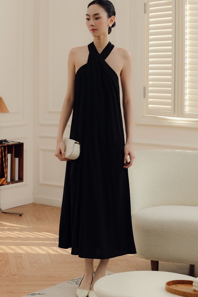 VALYN LINEN MAXI IN BLACK