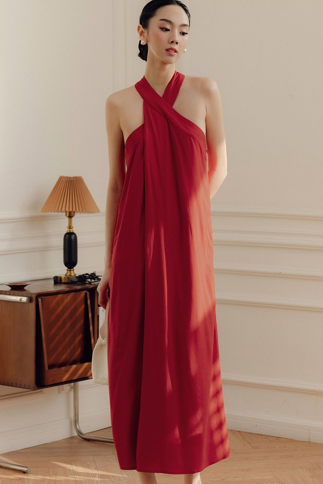 VALYN LINEN MAXI IN RED