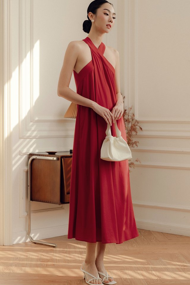 VALYN LINEN MAXI IN RED