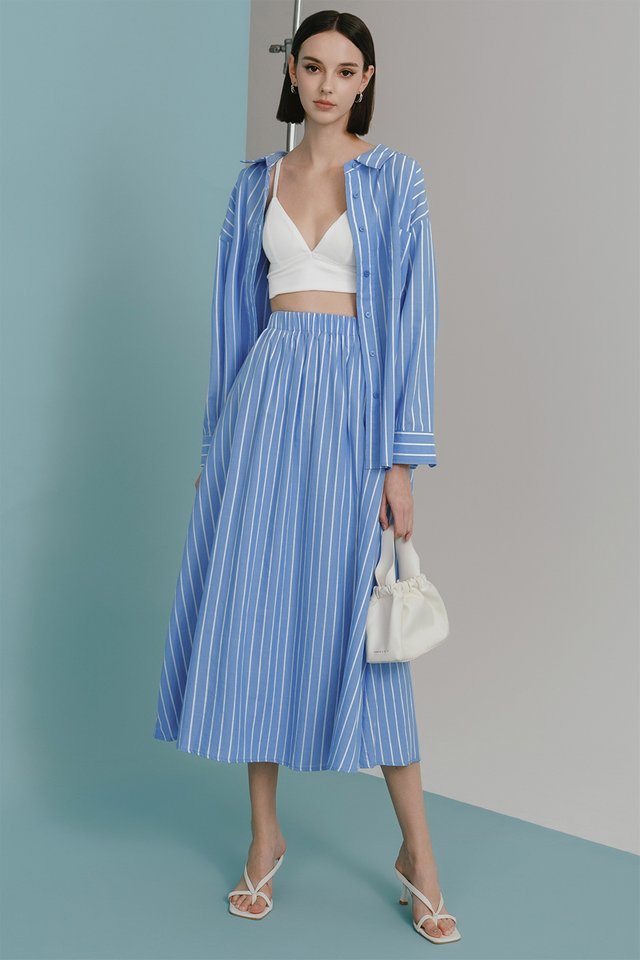AIDAN STRIPE LINEN MAXI IN BLUE