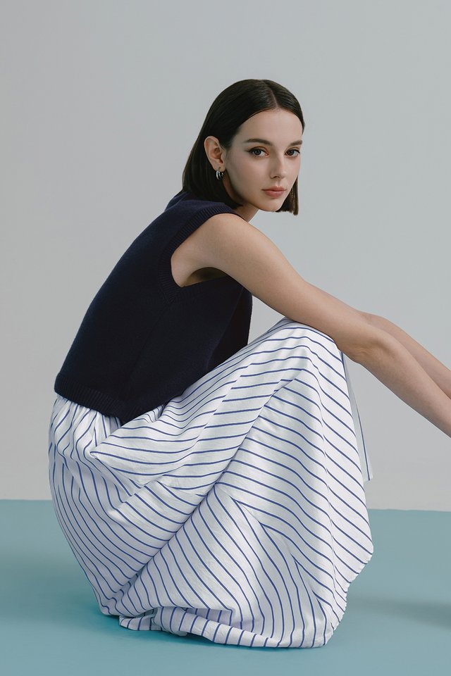 AIDAN STRIPE LINEN MAXI IN WHITE
