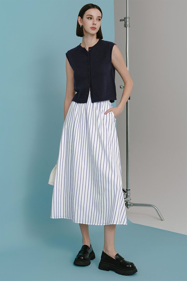 AIDAN STRIPE LINEN MAXI IN WHITE
