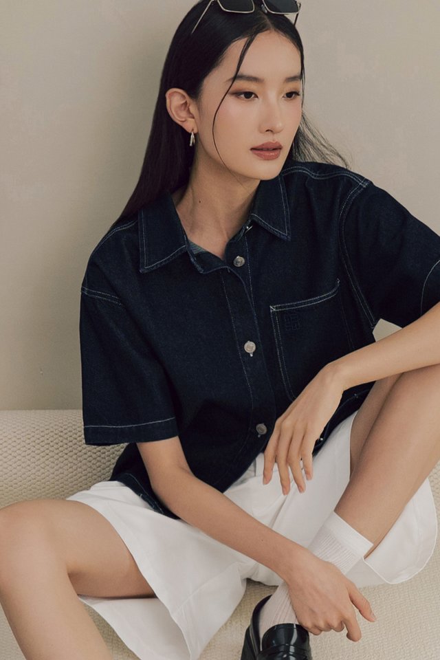 MONDI DENIM OVERSHIRT IN DARK WASH