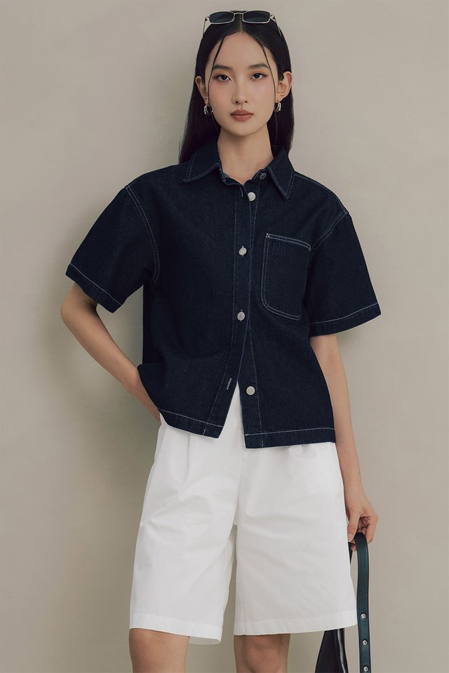 MONDI DENIM OVERSHIRT IN DARK WASH