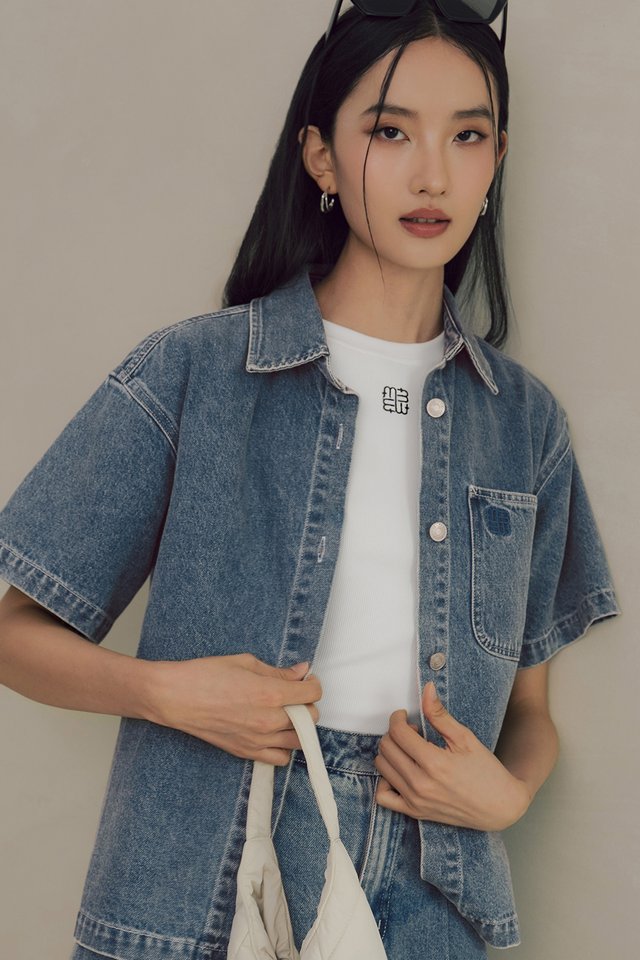 MONDI DENIM OVERSHIRT IN MID WASH