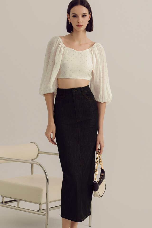WREN DENIM SLIT MAXI IN BLACK