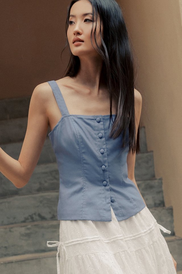 ARCHER LINEN TOP IN BLUE
