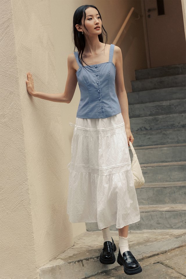 ARCHER LINEN TOP IN BLUE