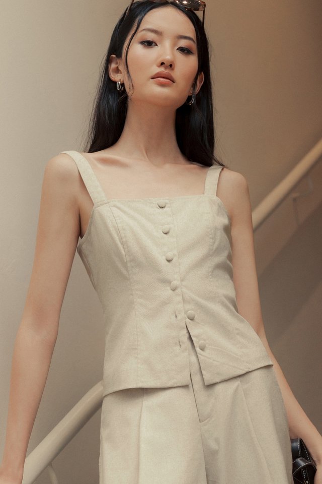 ARCHER LINEN TOP IN OAT