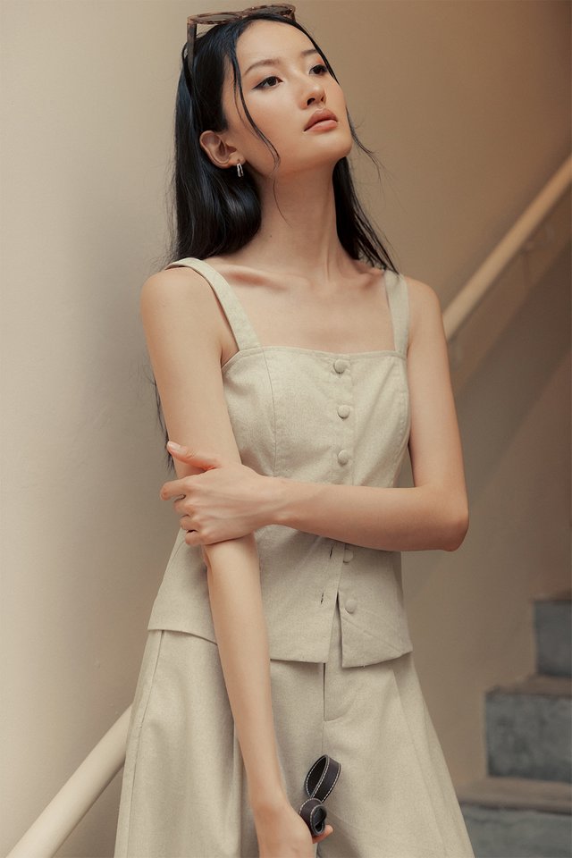 ARCHER LINEN TOP IN OAT