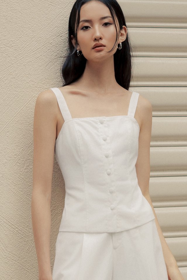 ARCHER LINEN TOP IN WHITE