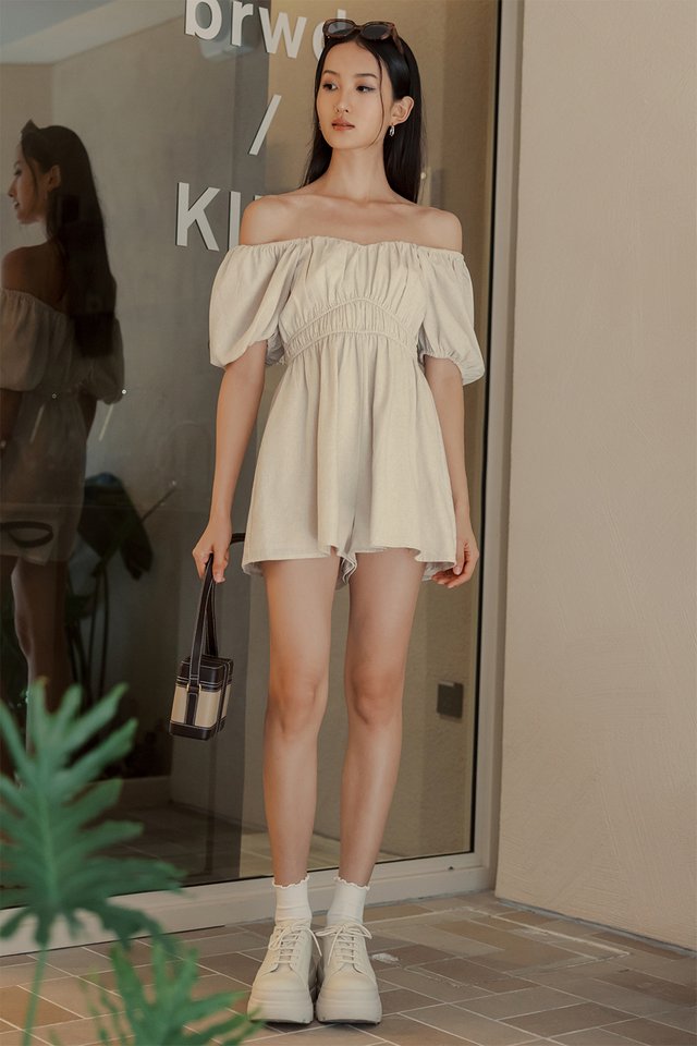 CHRISLEY LINEN PLAYSUIT IN OAT