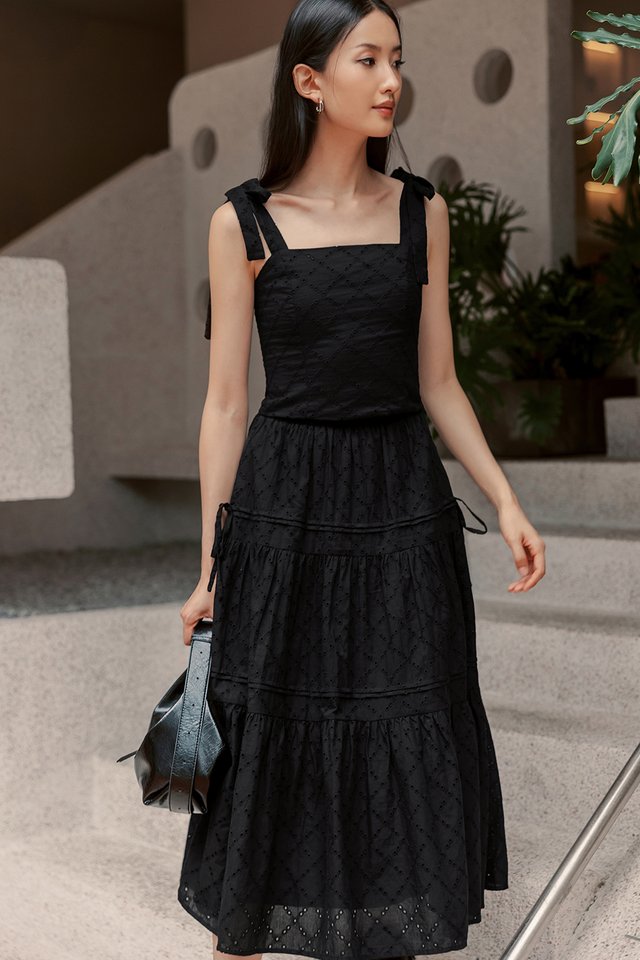 EMMIE EMBROIDERY TIERED MAXI IN BLACK