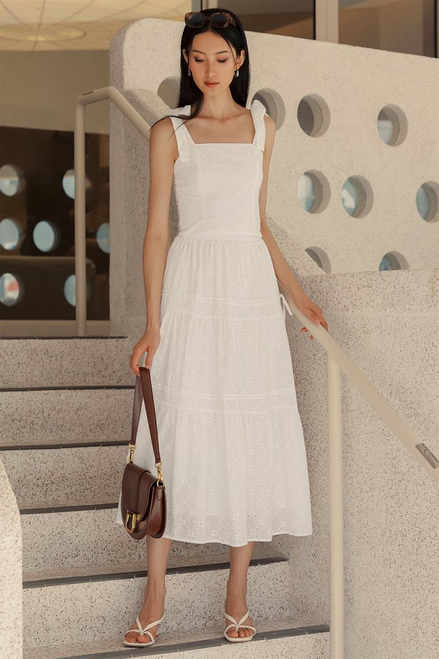 EMMIE EMBROIDERY TIERED MAXI IN WHITE