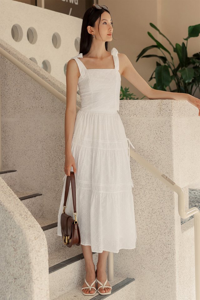 EMMIE EMBROIDERY TIE TOP IN WHITE