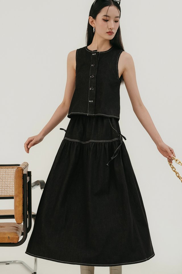 GREYSON DENIM MAXI IN BLACK