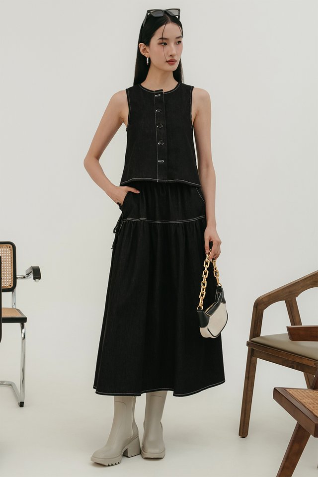 GREYSON DENIM MAXI IN BLACK