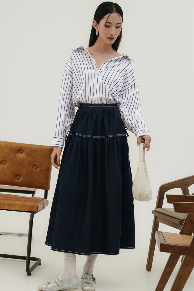 GREYSON DENIM MAXI IN BLUE