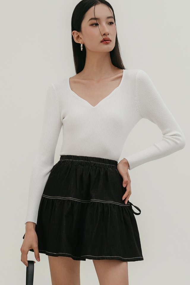 GREYSON DENIM SKORTS IN BLACK
