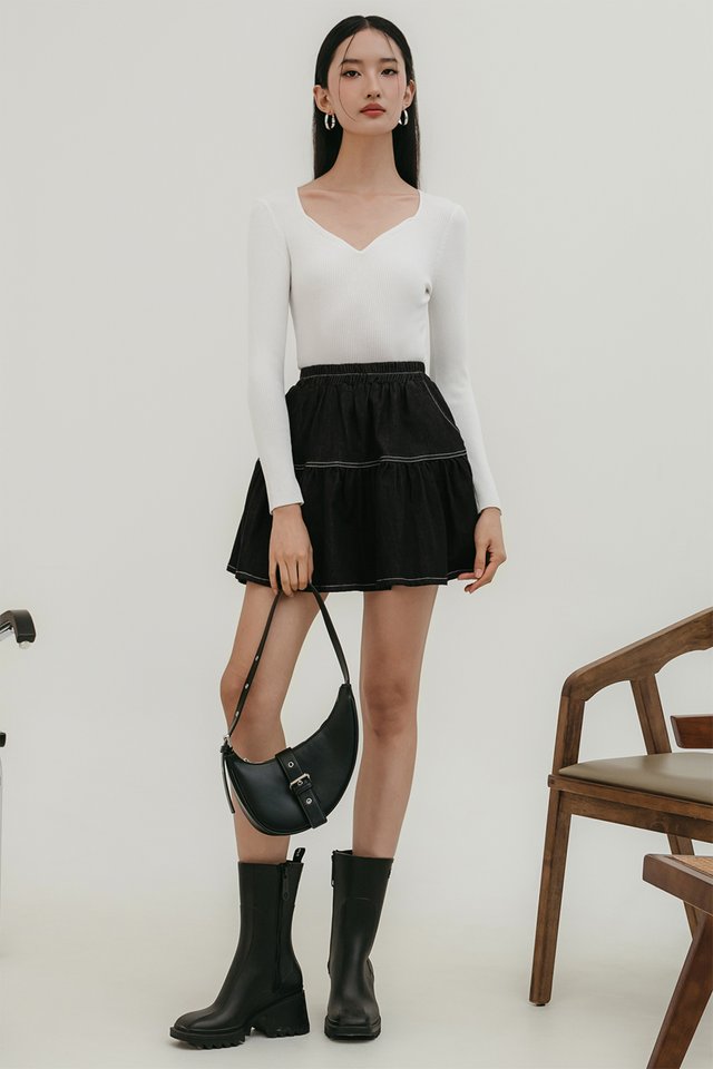 GREYSON DENIM SKORTS IN BLACK