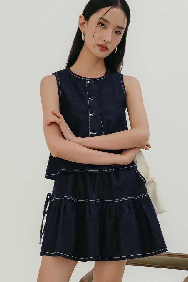 GREYSON DENIM SKORTS IN BLUE