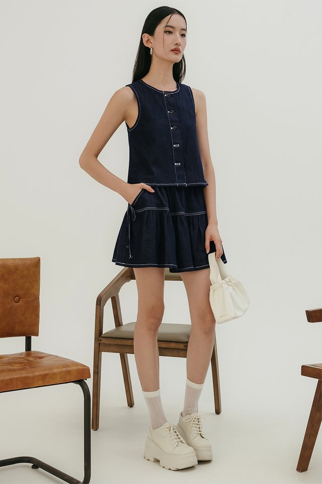 GREYSON DENIM SKORTS IN BLUE