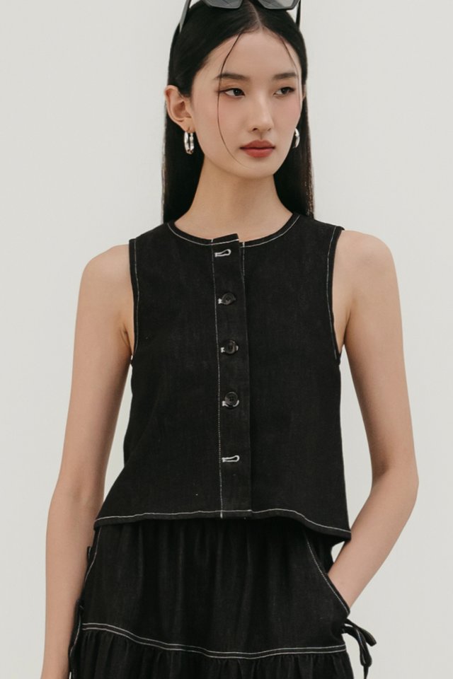 GREYSON DENIM TOP IN BLACK