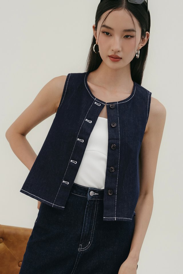 GREYSON DENIM TOP IN BLUE