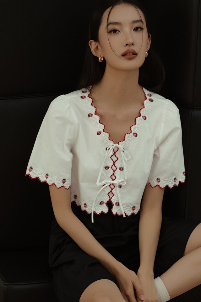 LOTTIE EMBROIDERY TIE TOP