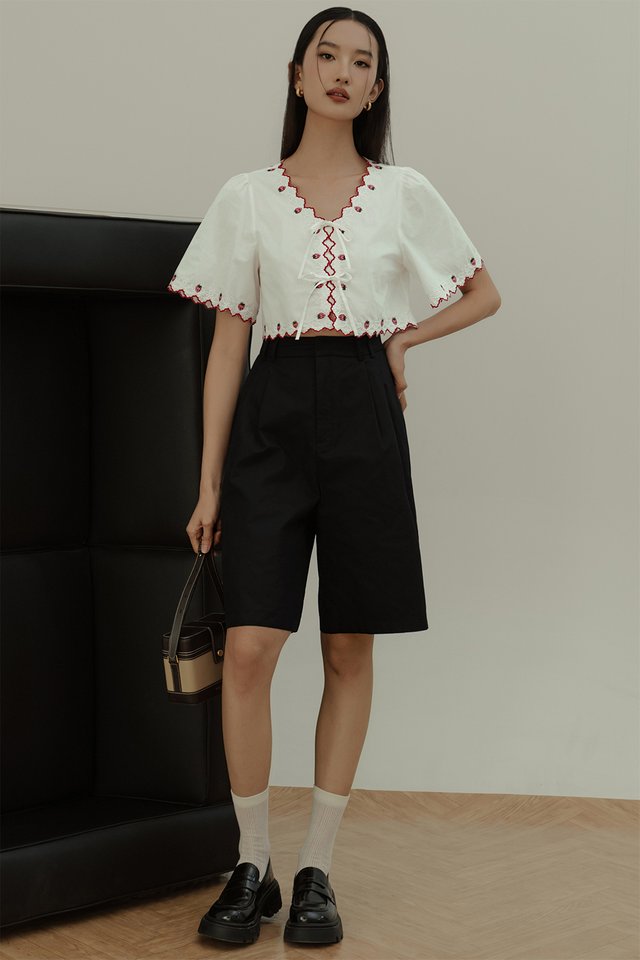 LOTTIE EMBROIDERY TIE TOP
