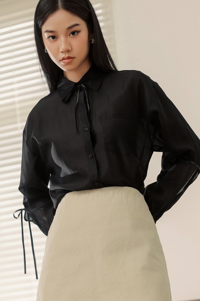 CIELO RIBBON SHIRT IN BLACK