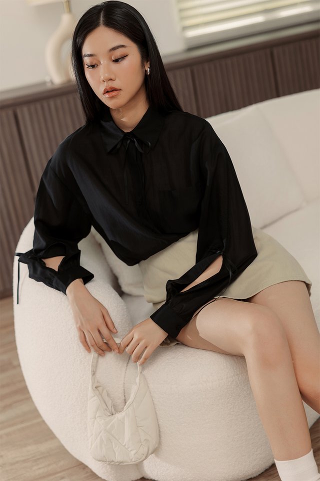 CIELO RIBBON SHIRT IN BLACK