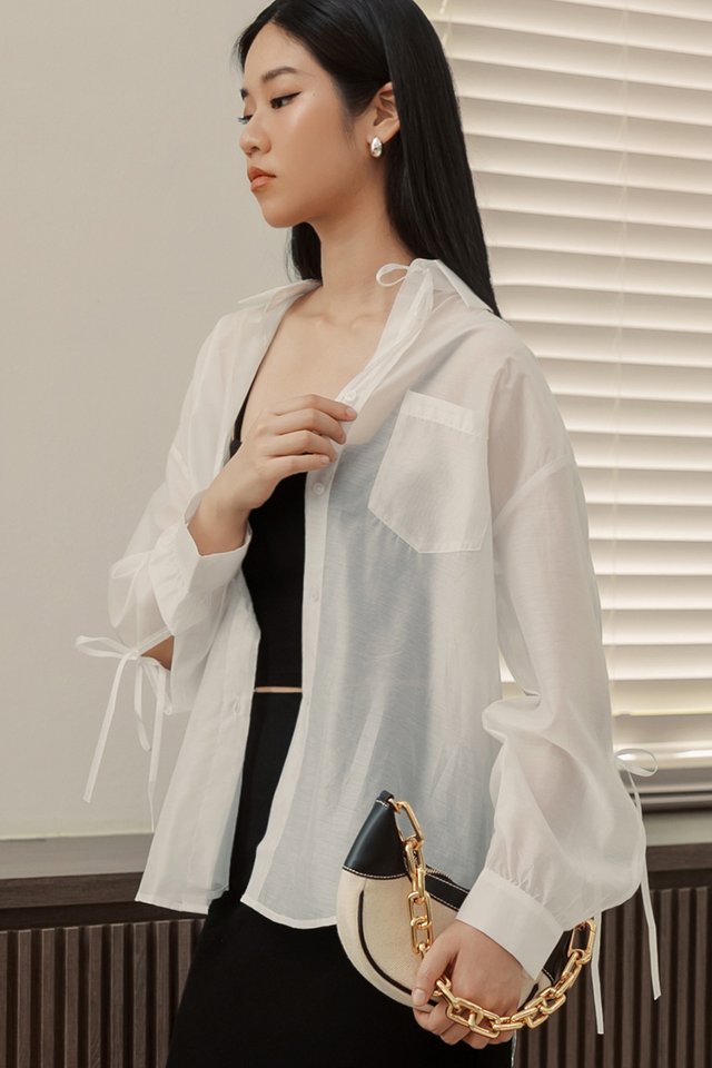 CIELO RIBBON SHIRT IN WHITE