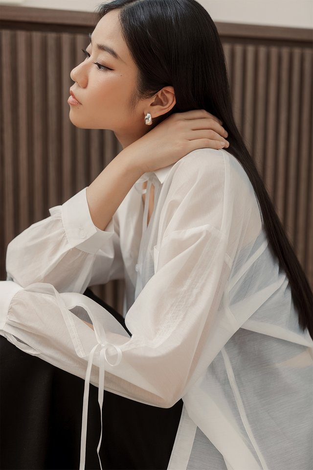 CIELO RIBBON SHIRT IN WHITE
