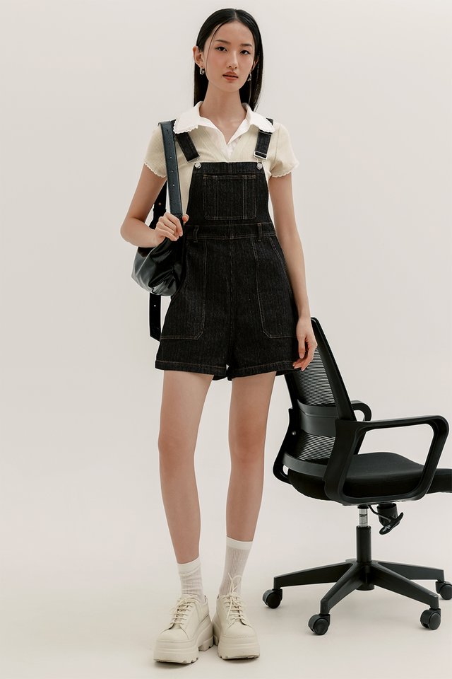 ELLIOTT DENIM DUNGAREE IN BLACK