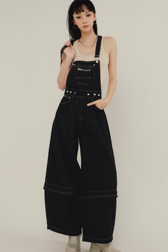 *BACKORDER* JOVAN MULTI-WAY DUNGAREE JEANS IN BLACK