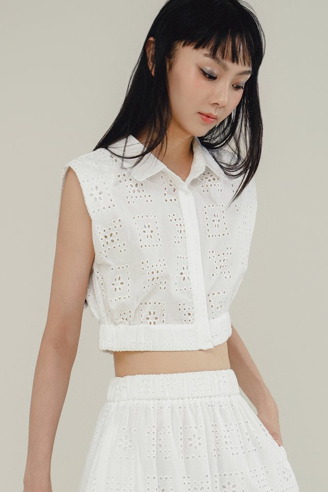 LEIA EMBROIDERY TOP IN WHITE