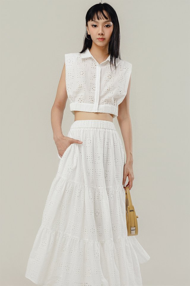 LEIA EMBROIDERY TOP IN WHITE