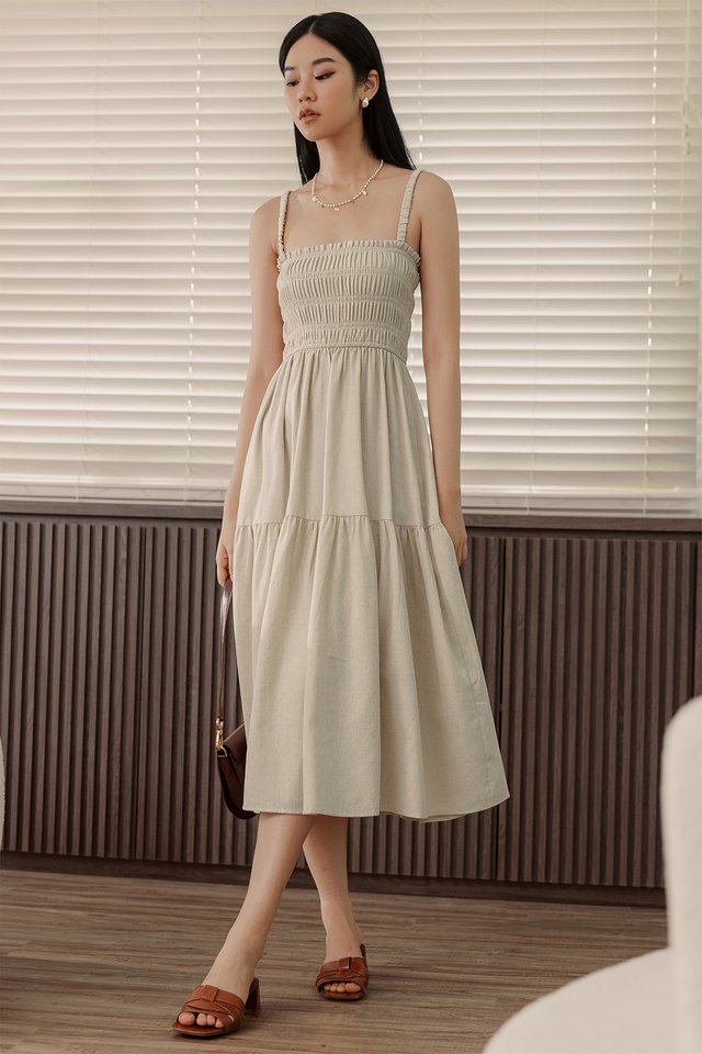 NATALIA LINEN TIERED MAXI IN OAT